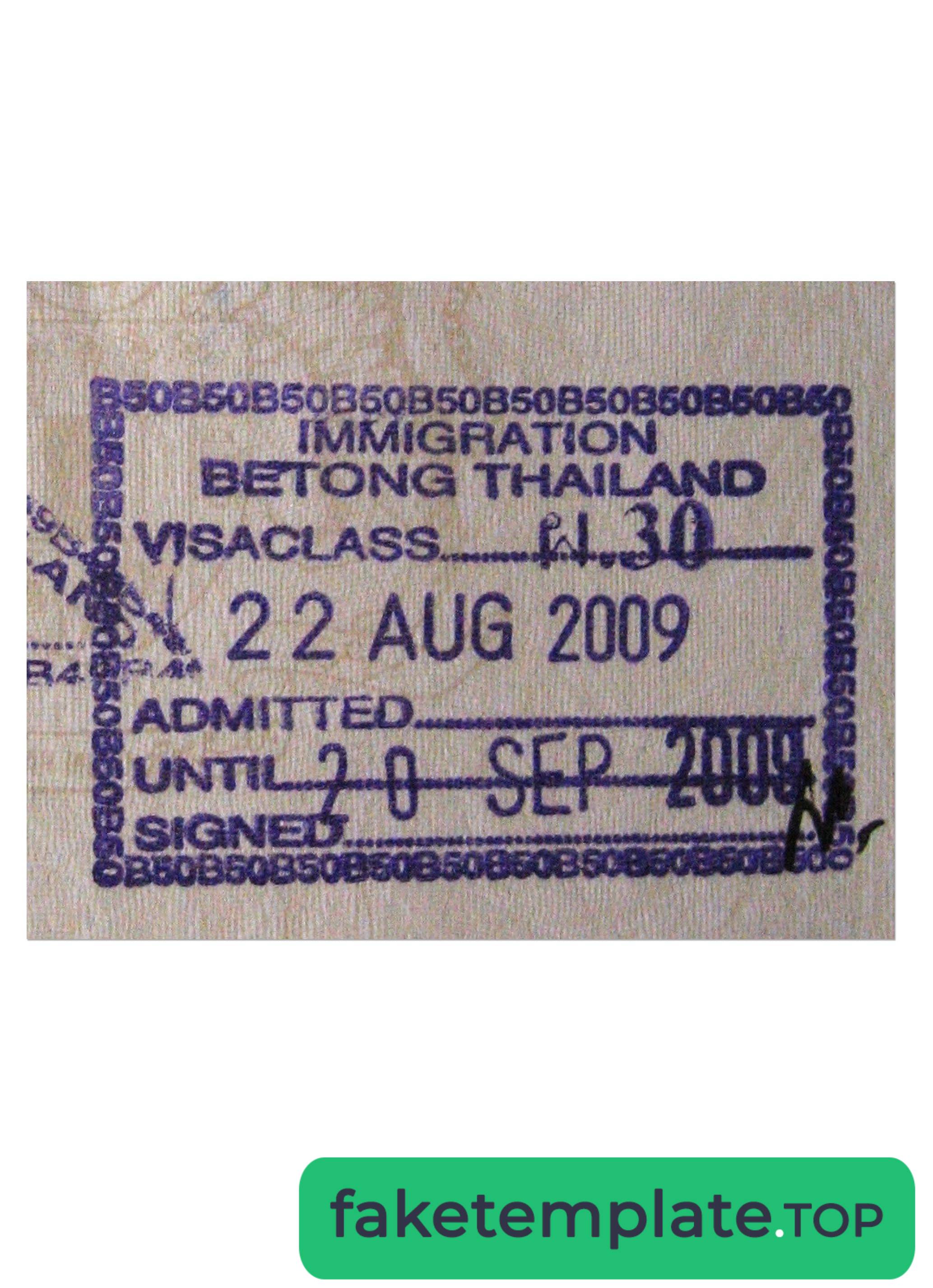 Feature of fake THAILAND VISA STAMP